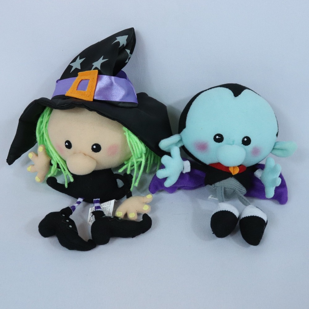 American Greetings Halloween Set of 2 Plush Stuffed Witch & Vampire Decorations